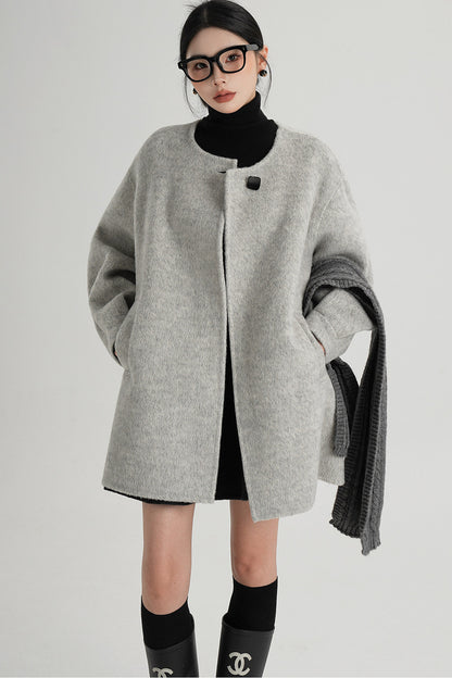 Scarf Collar Double-Sided Wool Coat