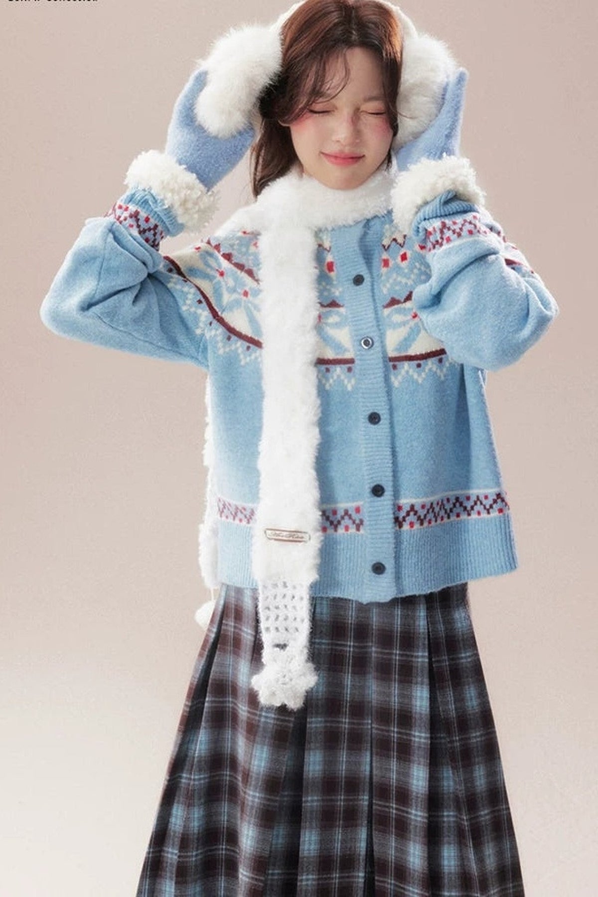 Bowknot Fair Isle Sweater Cardigan