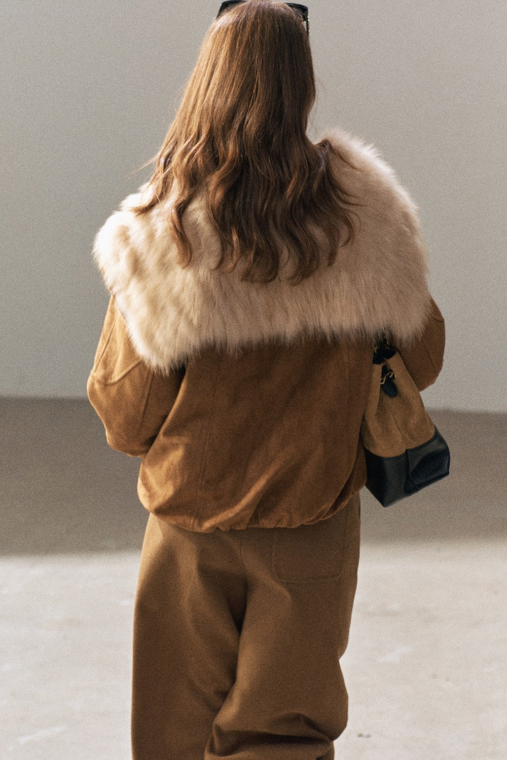 Horn Button Fox Fur Parka Coat