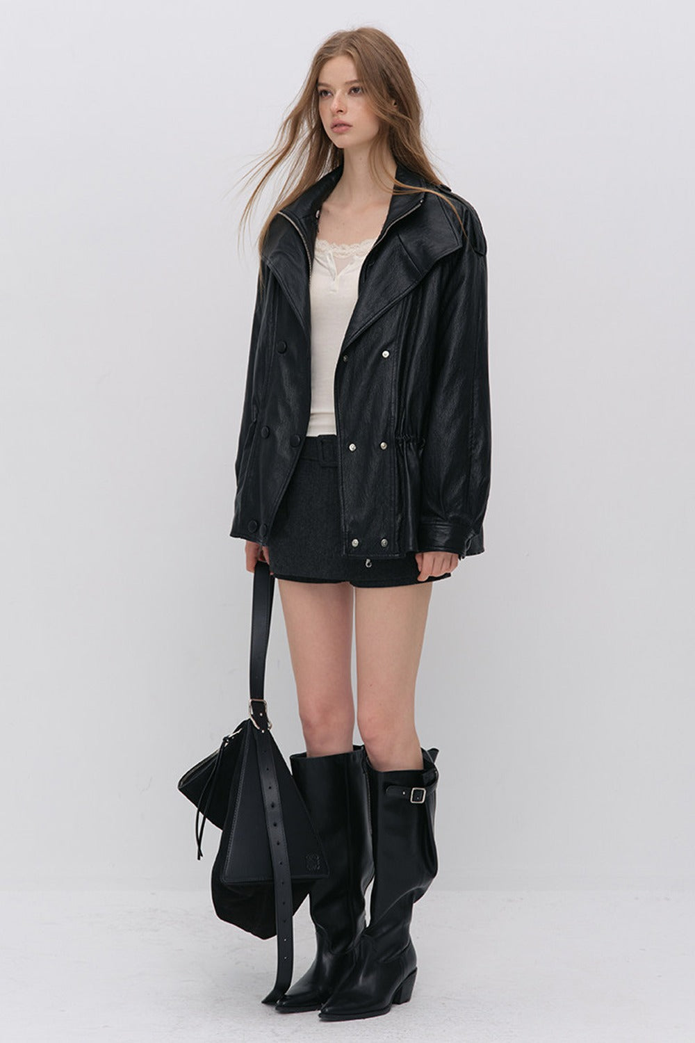 Detachable Down PU Leather Jacket