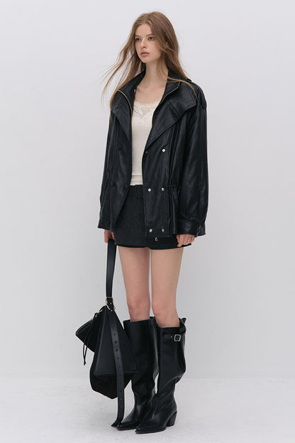 Detachable Down PU Leather Jacket
