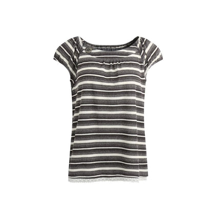 Maglia a righe rétro in maglia con pizzo