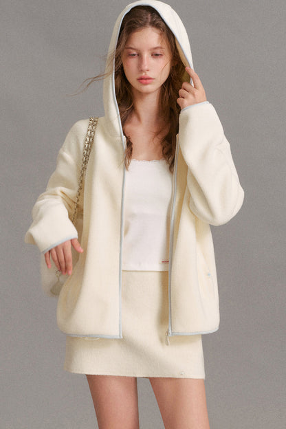 Color-Blocked Loose Hooded Jacket
