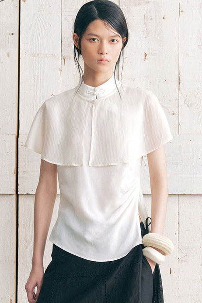 Detachable Cape Sleeveless Shirt