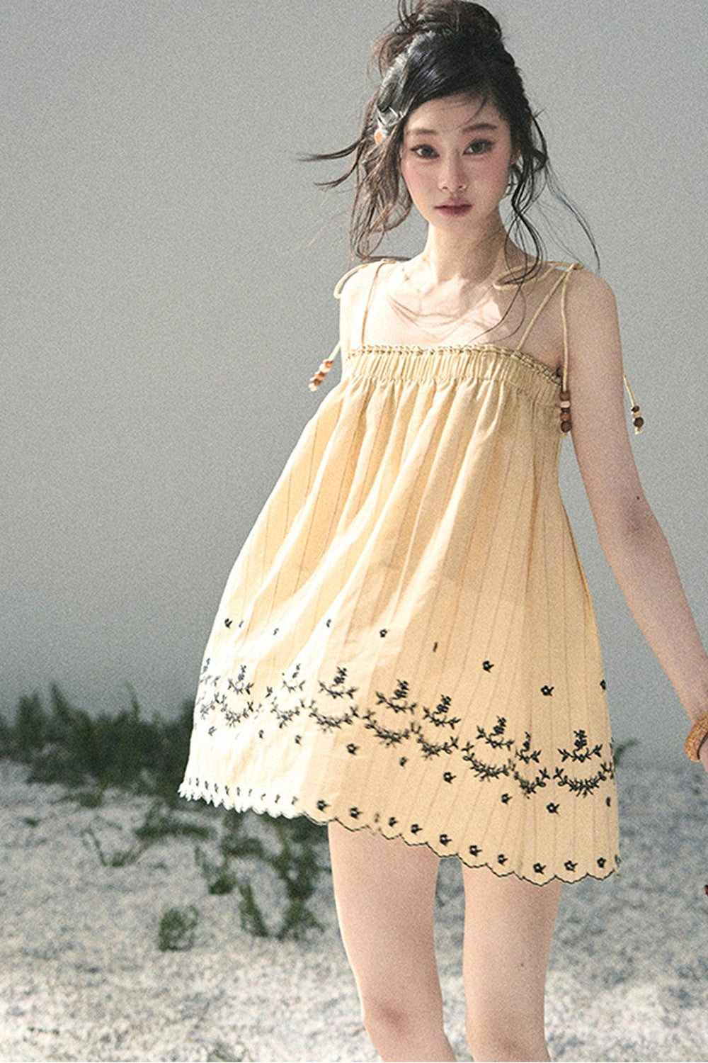 Double-Sided Wave Hem Dress