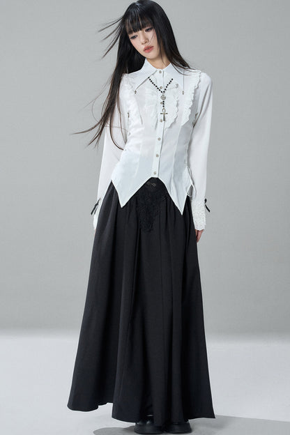 Gothic Black Skirt and White Shirt Set-Up