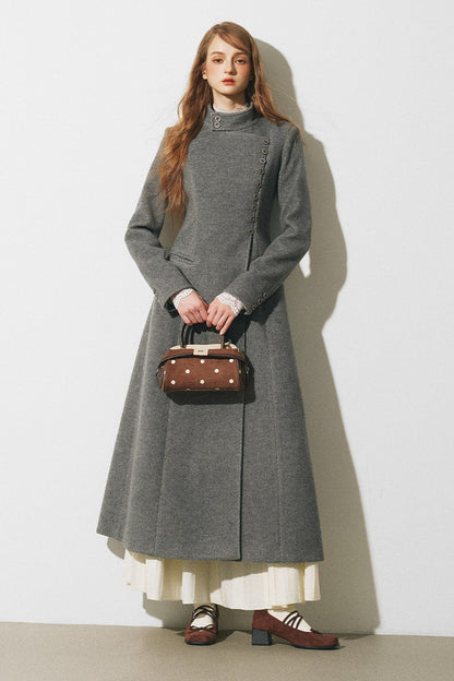 Asymmetrical Woolen Long Coat