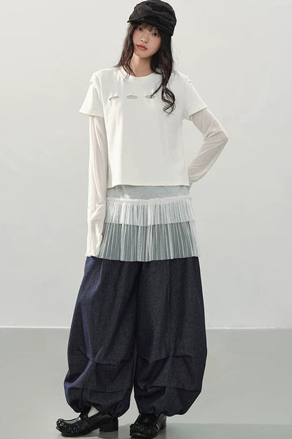 Pantalons Lanternes en Denim de Nuit à Lisbonne