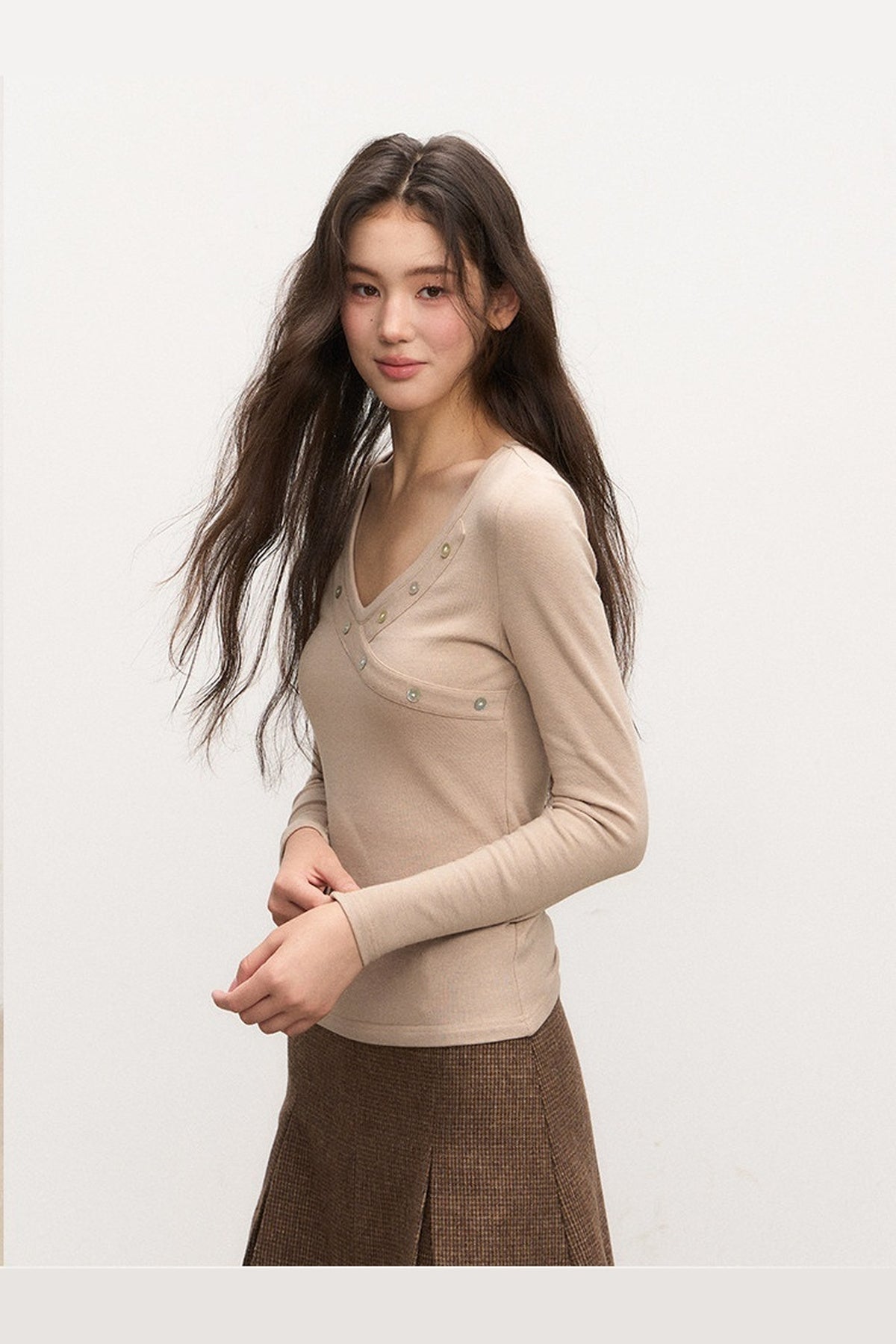 Lace V-Neck Knit Top and Skirt Set-Up