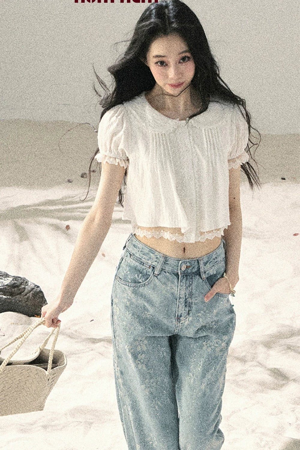 French Style Lace Puff Sleeve Blouse