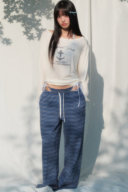 Printed Sun Protection Blouse and Trousers Set