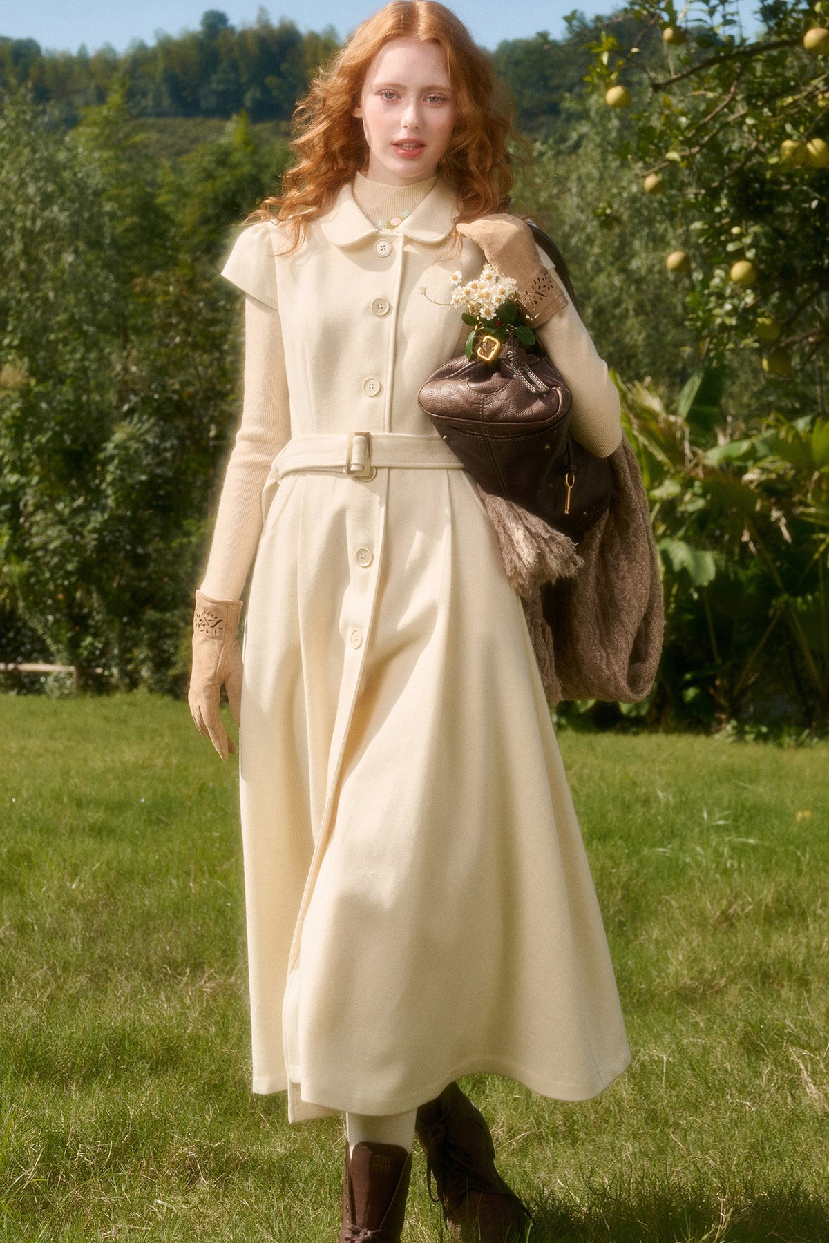 Retro Wool Doll Collar Dress