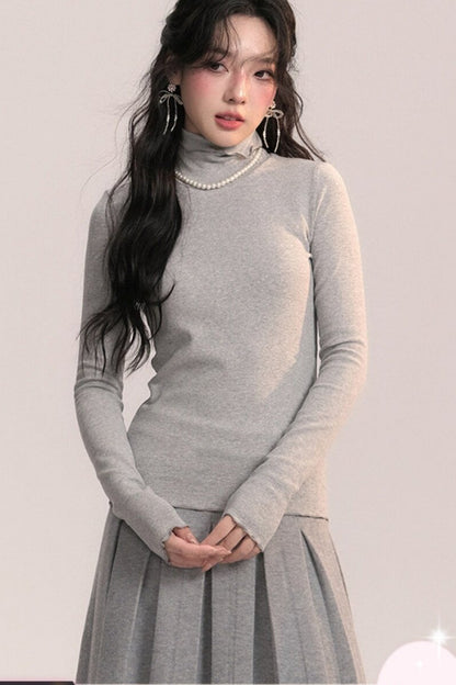 Ruffled Lapel Brushed Base Layer Top