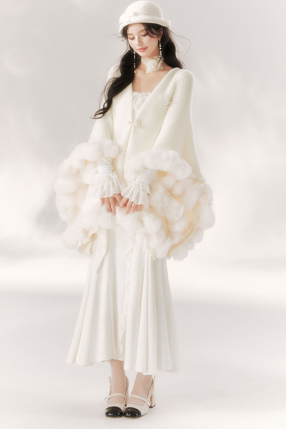 Robe sirène à volants clair de lune éclatant