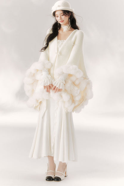 Robe sirène à volants clair de lune éclatant