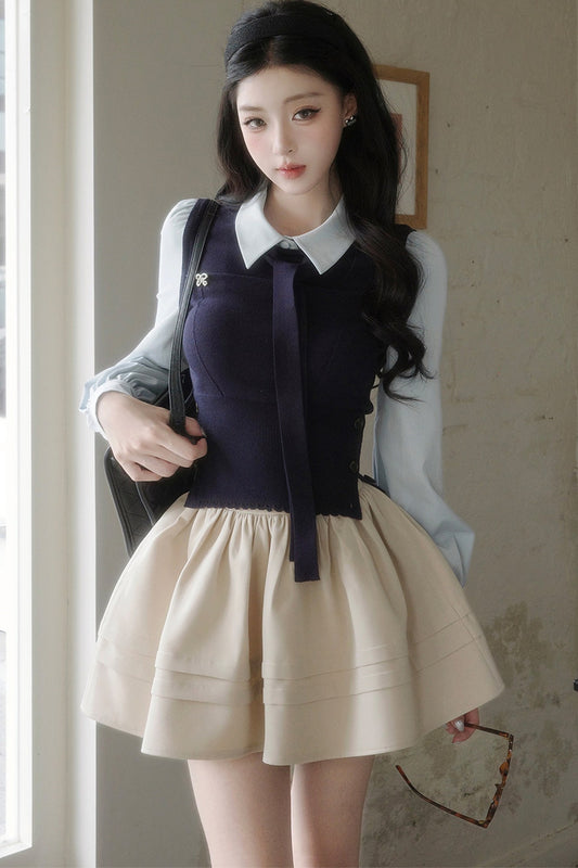 Contrast Patchwork Knit Sweater