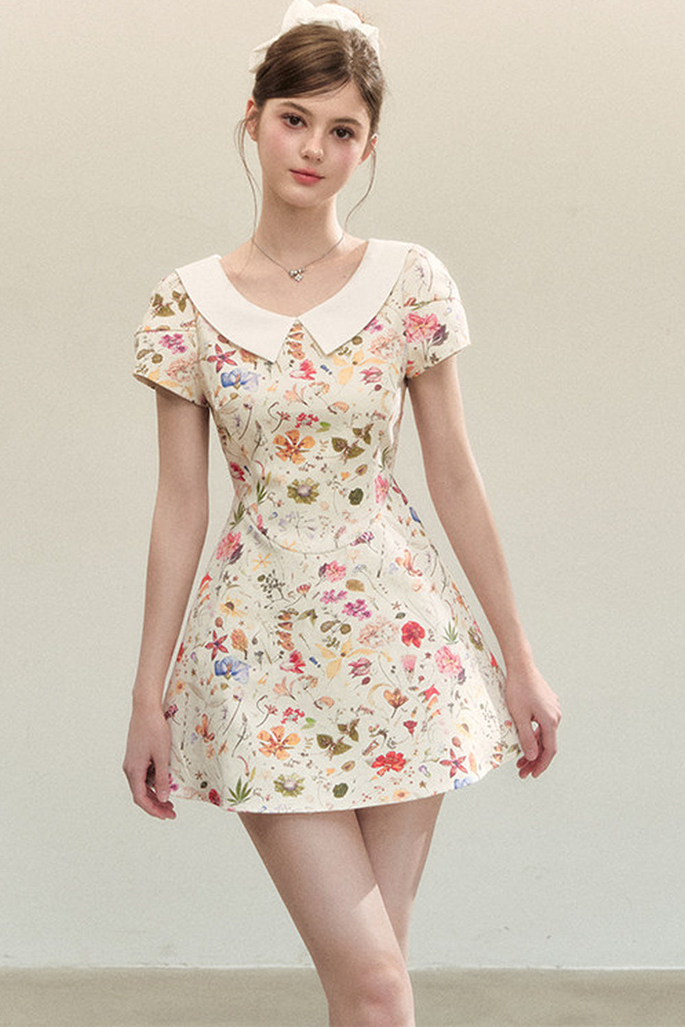 Floral Puffy Suspender Dress