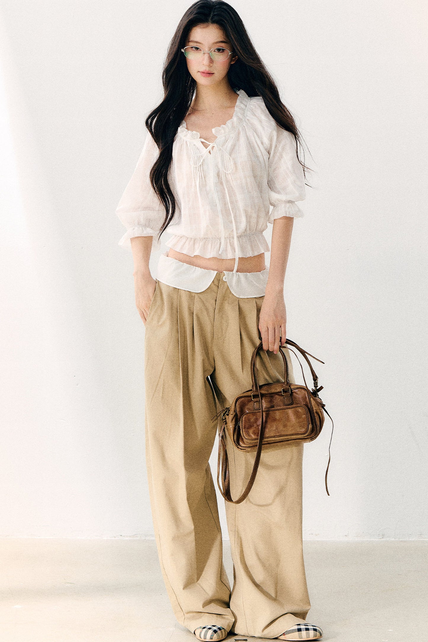 Wave Pleat Chiffon Top