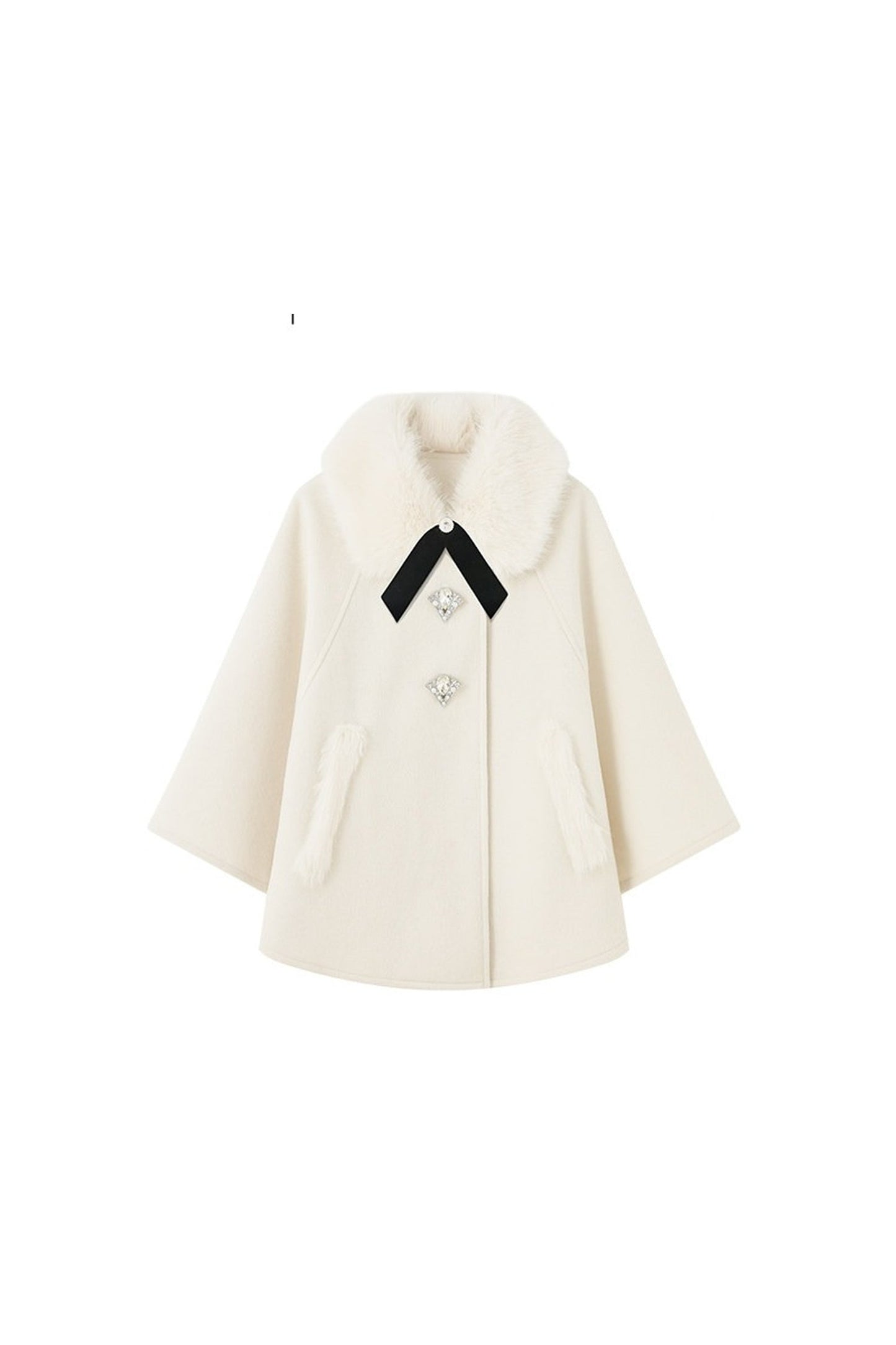 Luxurious Fur Collar Cape