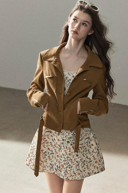 Veste courte style daim PU