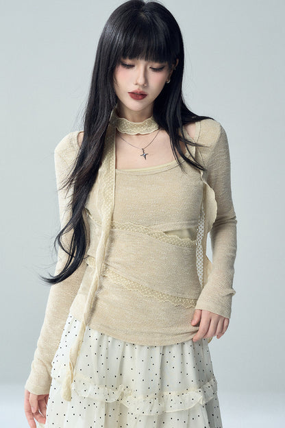 Irregular Layered-Look Knit Top