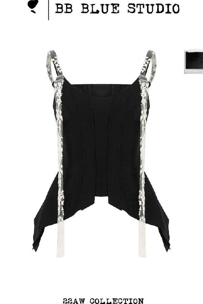 Französisches Gothic-Trägerkleid-und-Rock-Set