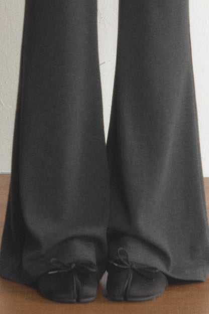 High-Waisted Lace Waistband Flared Pants