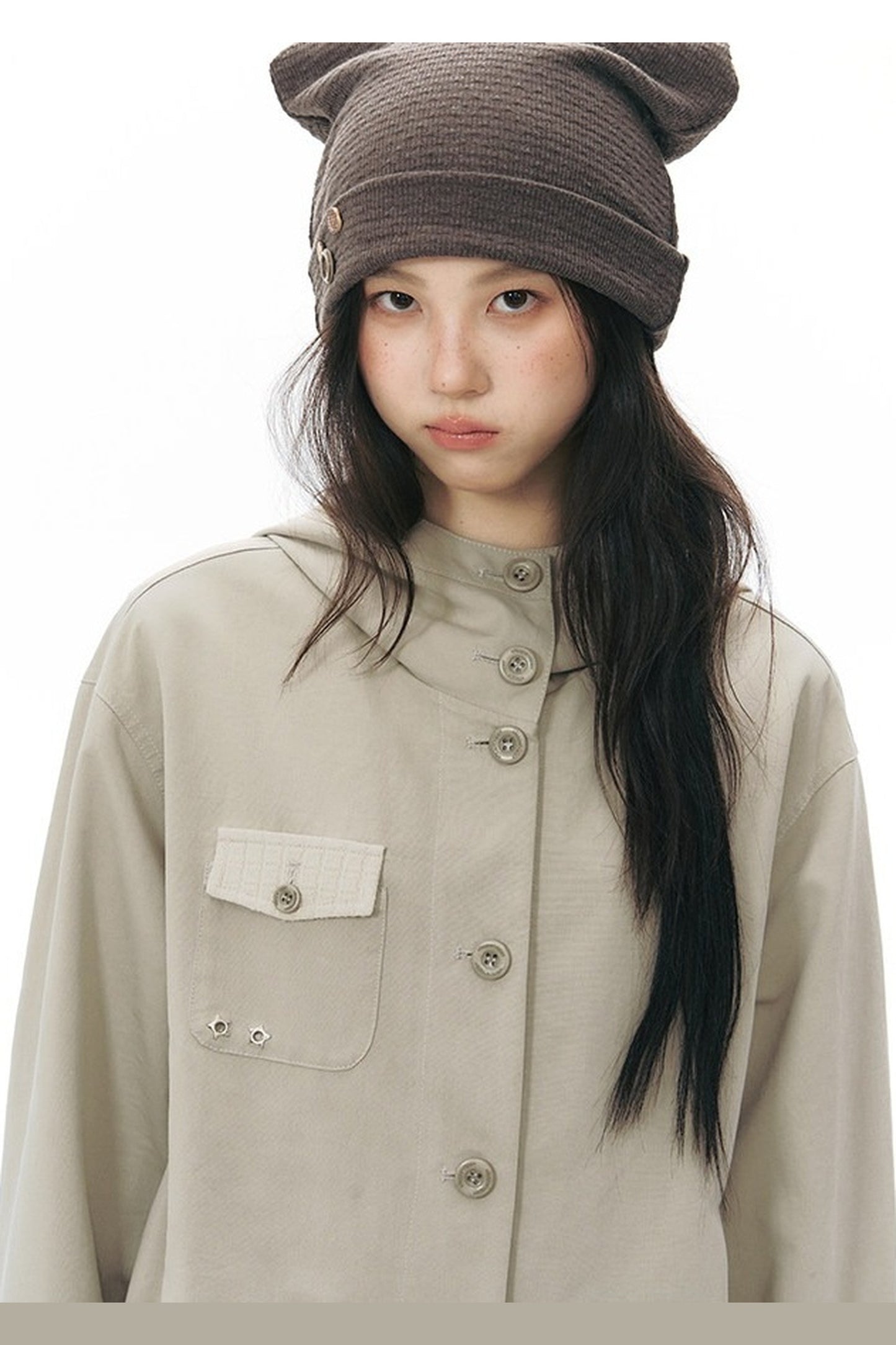 Workwear-Jacke mit Kapuze und Patchwork