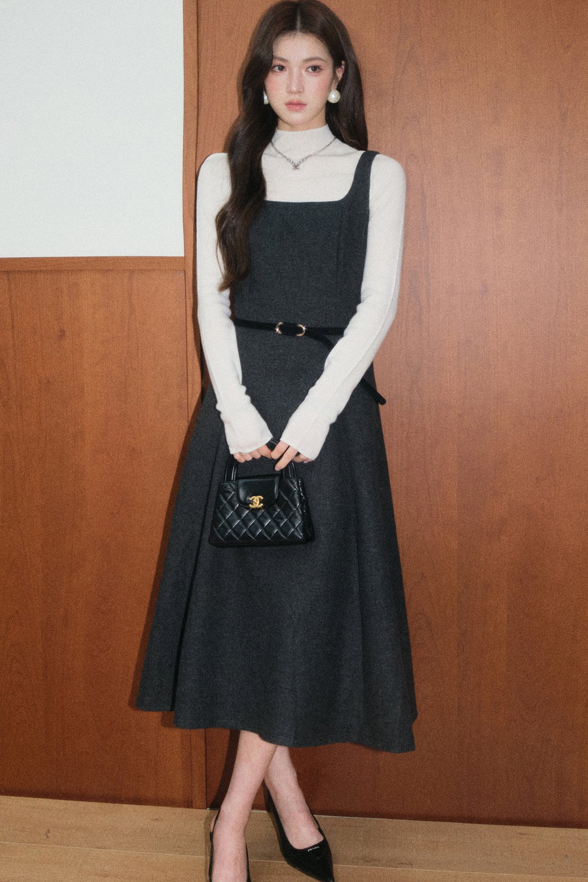 Gray Wool Dress and Small Jacket Set-Up
