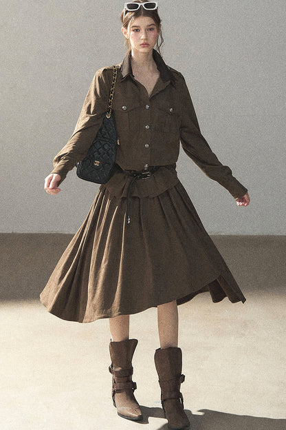 Ensemble manteau et jupe Murmures de feuilles tombées