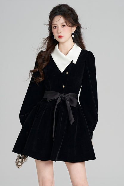 Black Velvet A-Line Dress