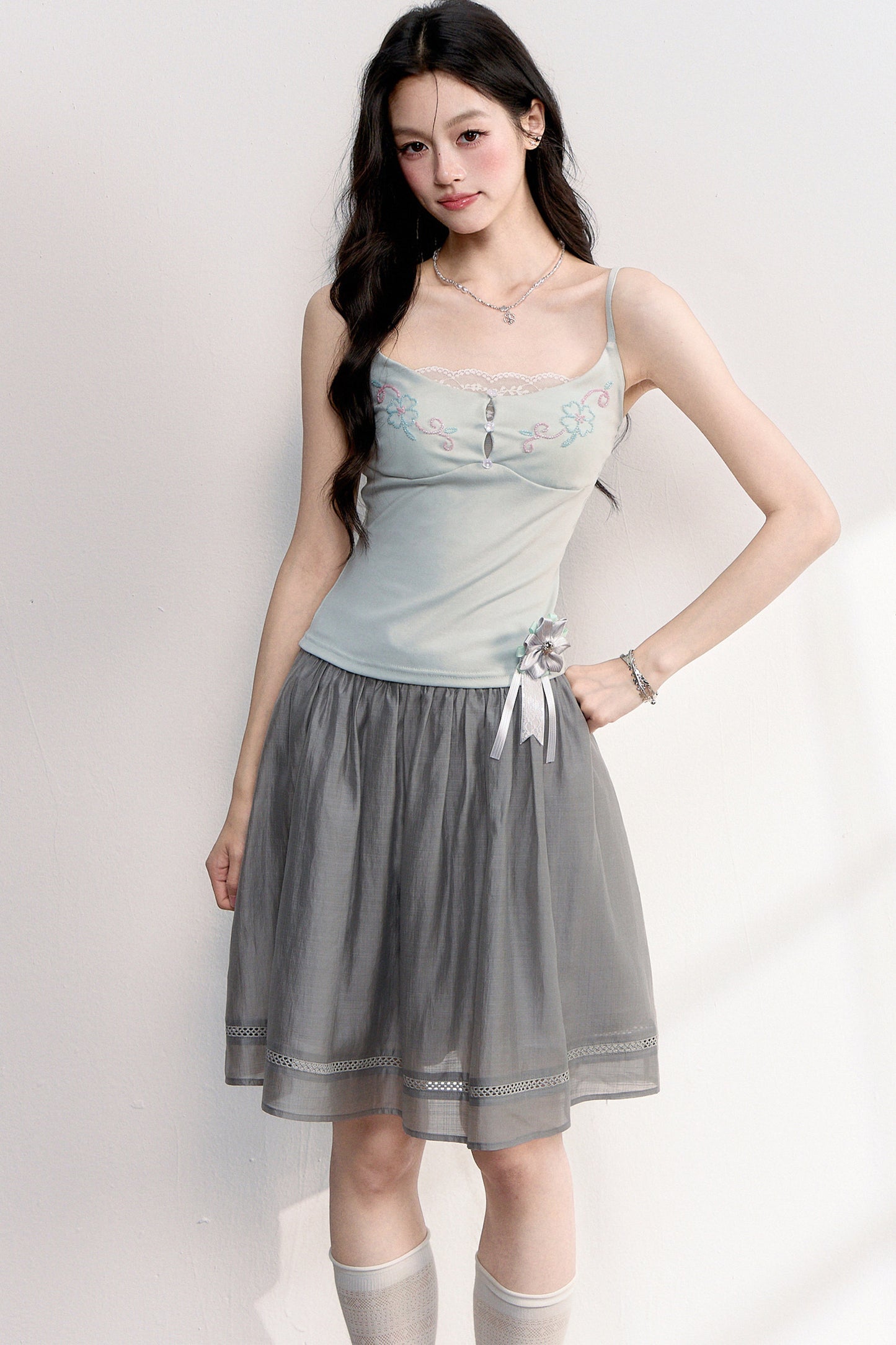 Beaded Embroidery Lace Camisole Top