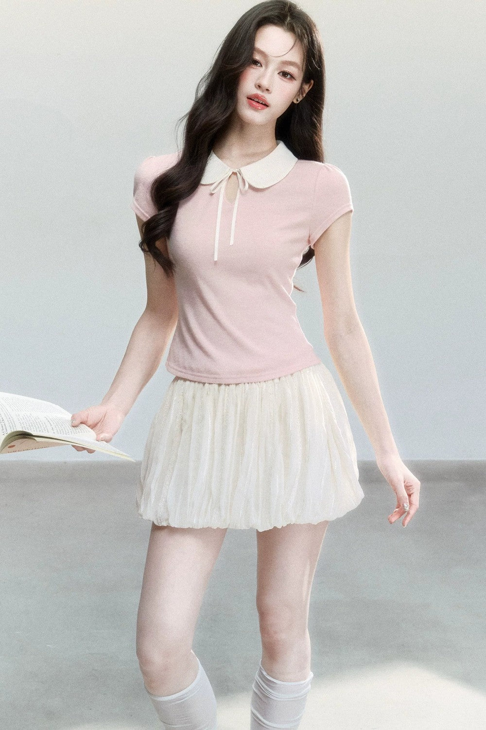 Top a Manica Corta con Collo a Camicia