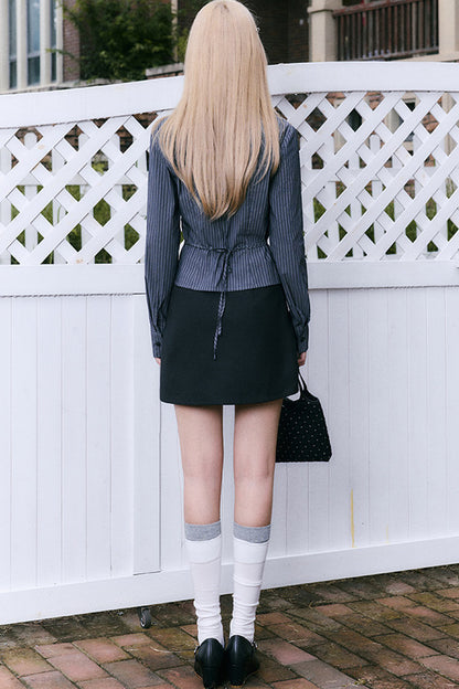 Rose Striped Shirt and Skirt Set-Up