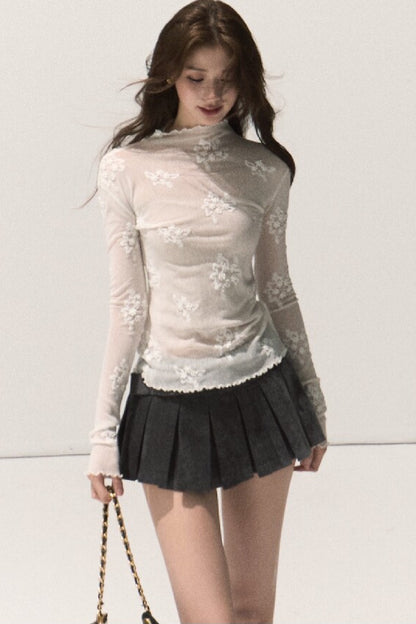Lyocell High-Waisted Pleated Skirt
