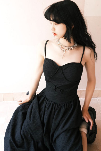 Elegant Jacquard Strap Dress