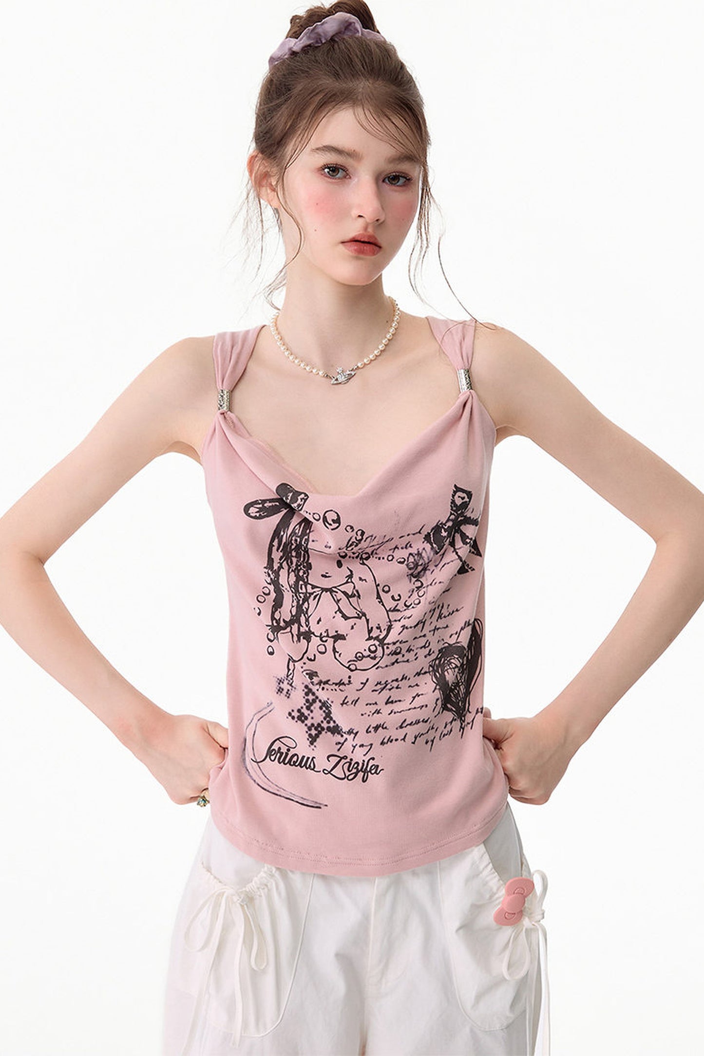 Retro Atmosphere Swing-Neck Camisole