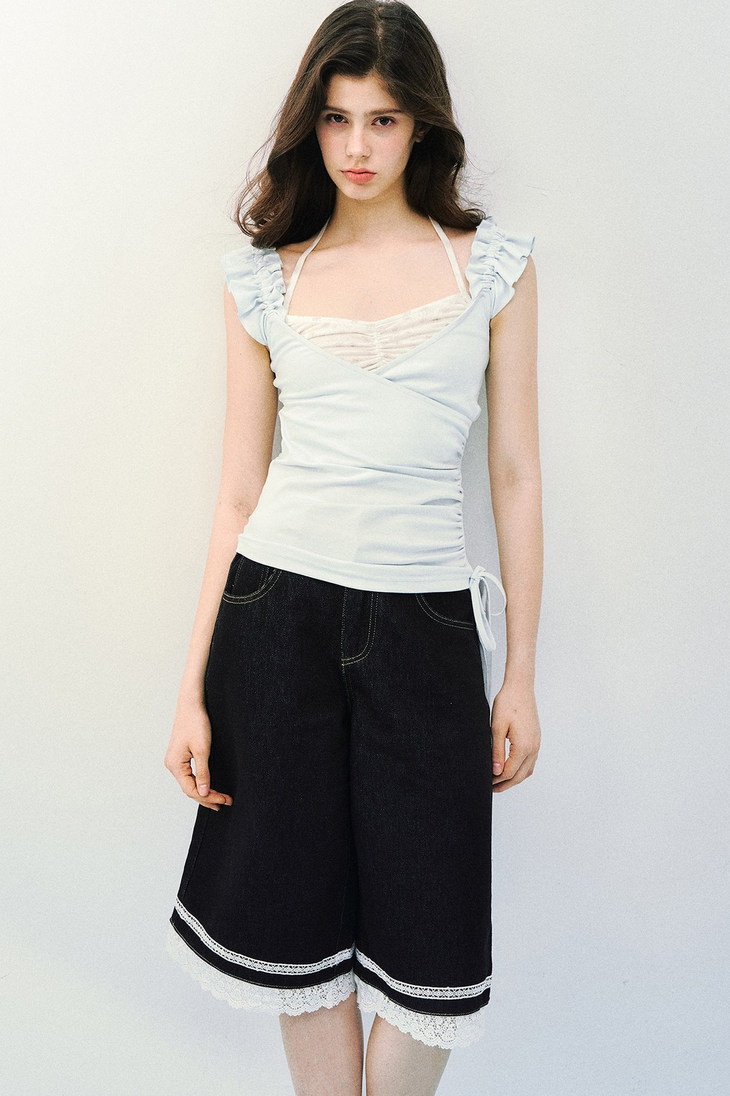 Flutter Sleeve Spliced T-Shirt