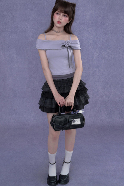 Sweet Light Purple One-Shoulder Top