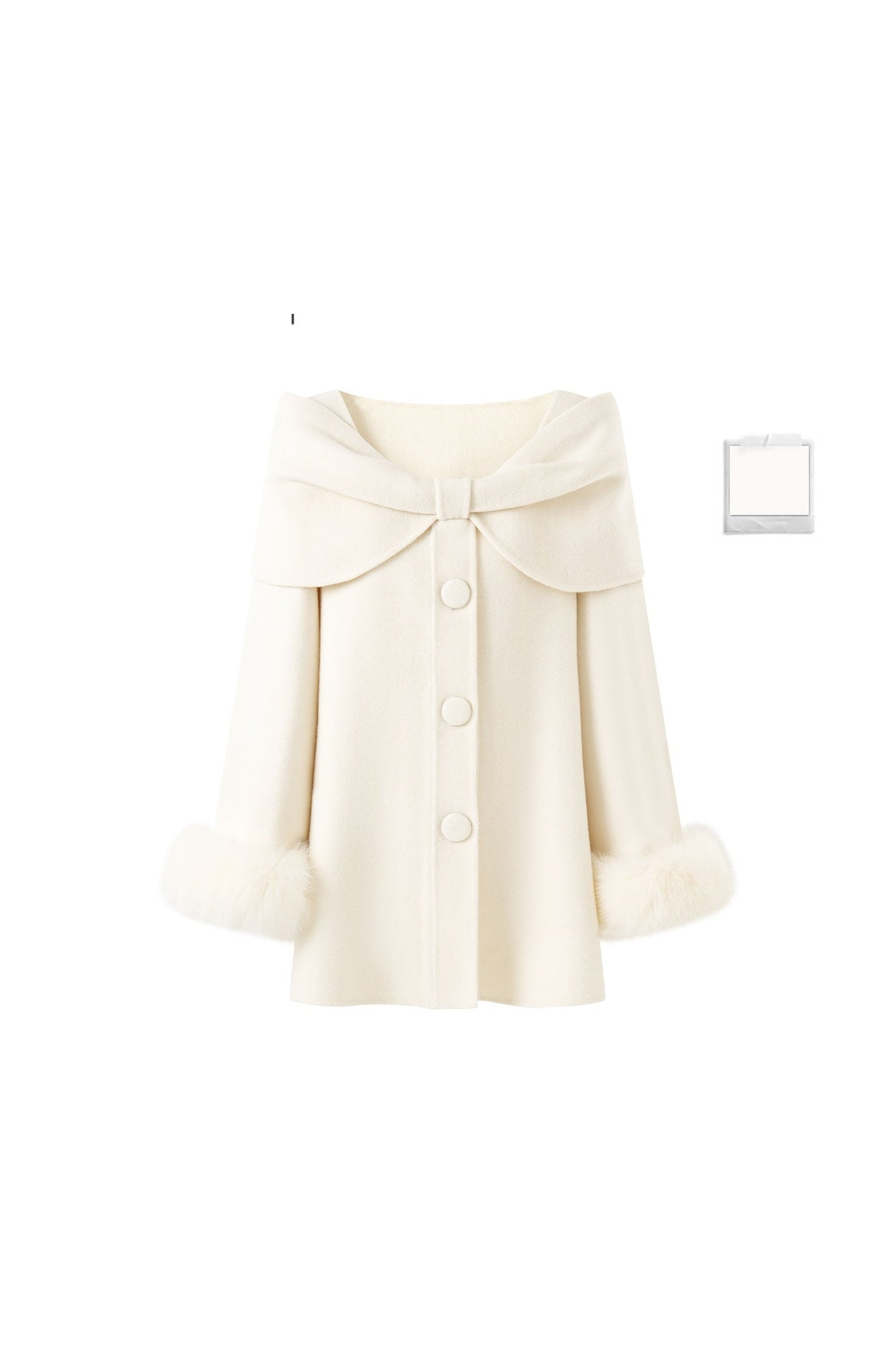 Shawl Lapel Wool Fox Fur Coat