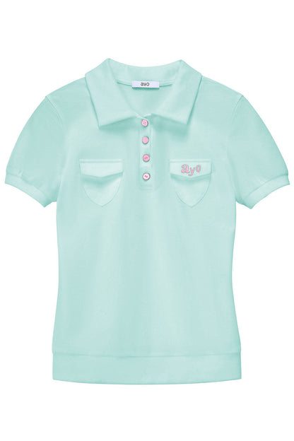 Polo ricamata con abbottonatura