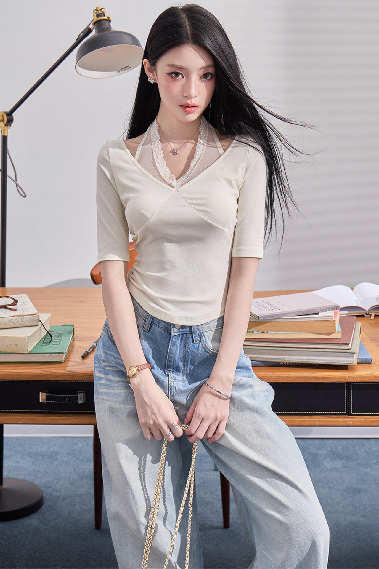 Halter Neck Off-Shoulder Knitted Top