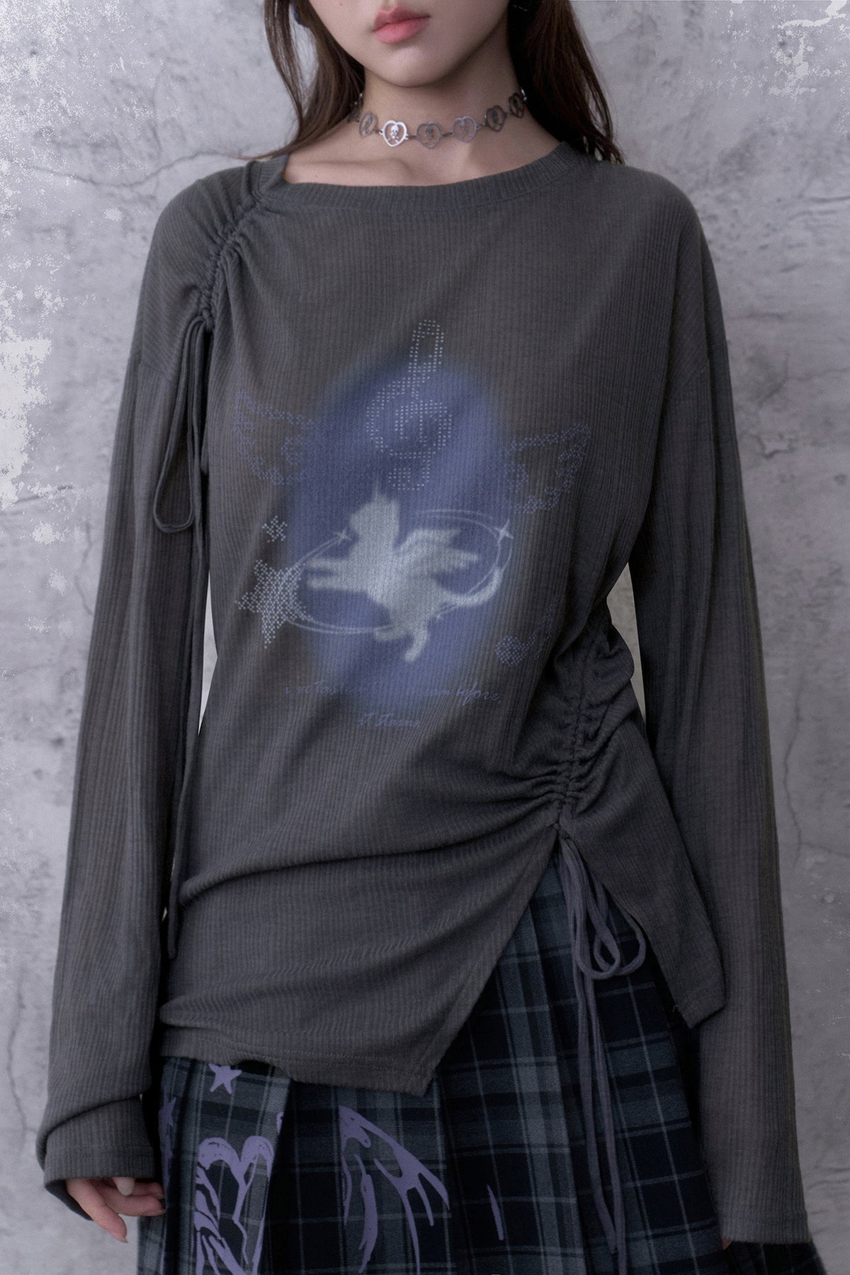 Gray Unicorn Drawstring T-Shirt