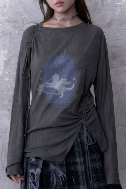 Gray Unicorn Drawstring T-Shirt