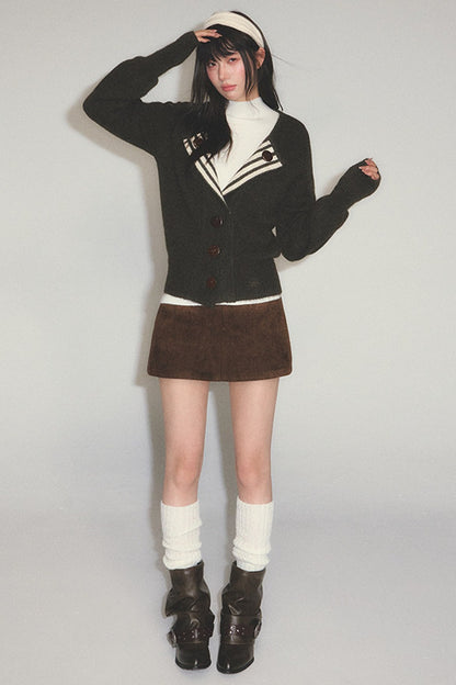 Retro Suede A-Line Skirt
