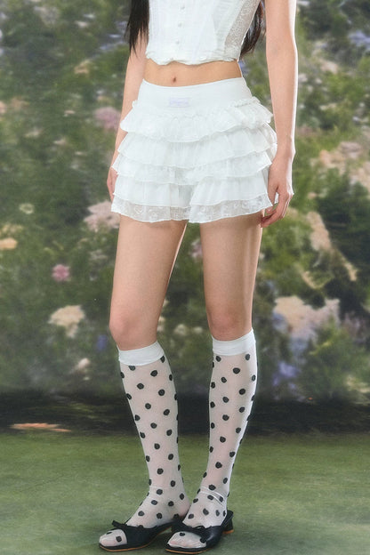 High Waist Lace Cake Skirt