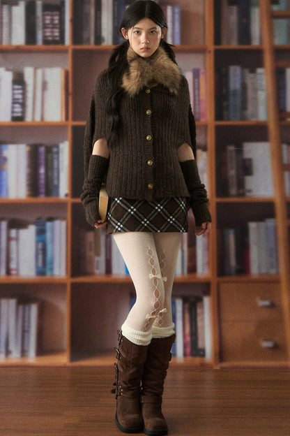 Plaid Woolen A-Line Skirt