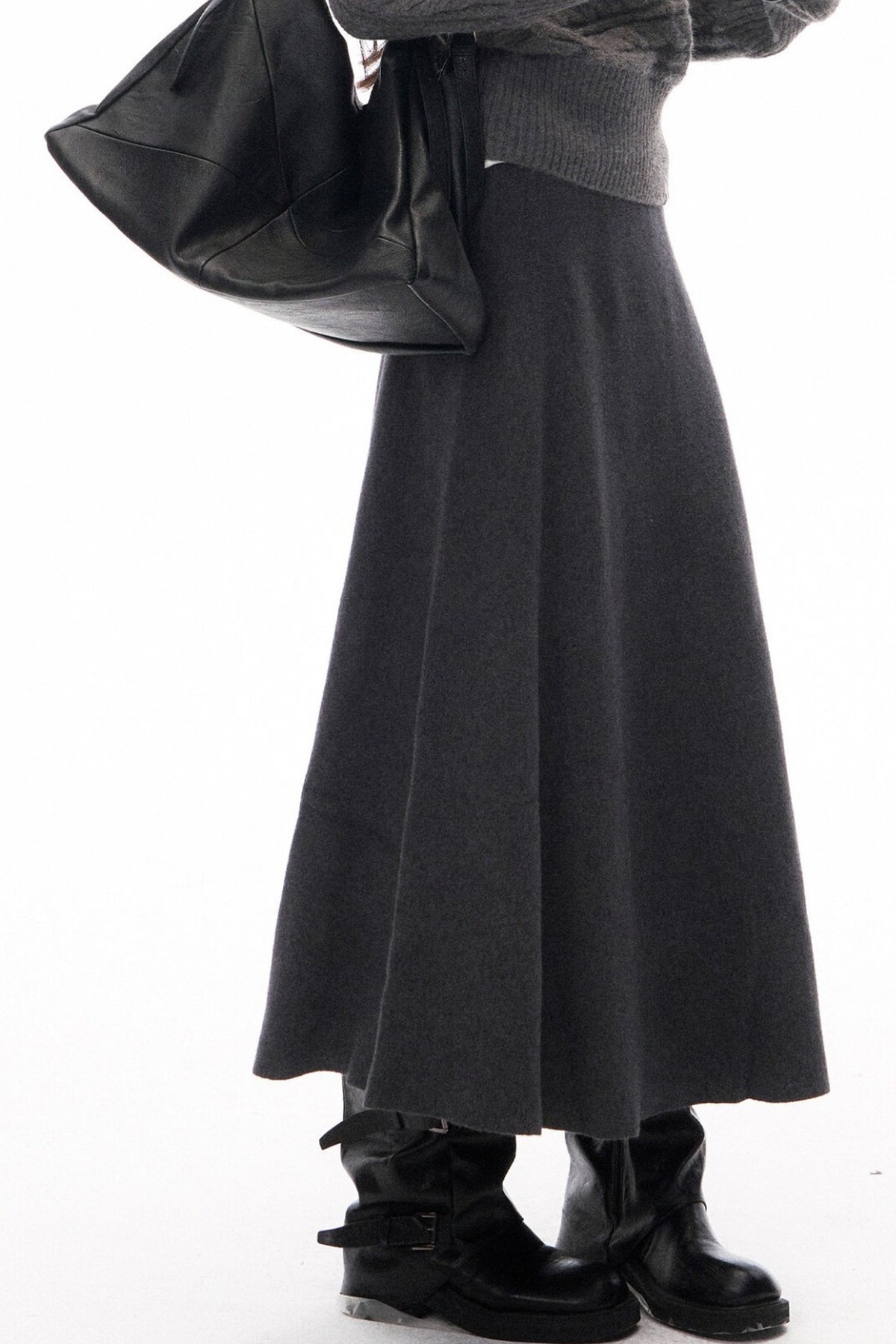 Knitted Jacket and Long A-Line Skirt Set-Up