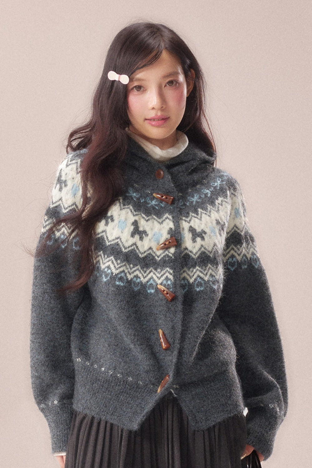 Fair Isle Toggle Knit Cardigan