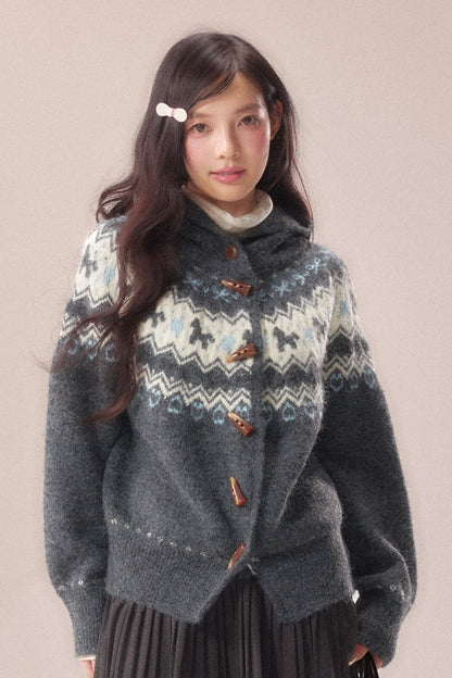 Fair Isle Toggle Knit Cardigan